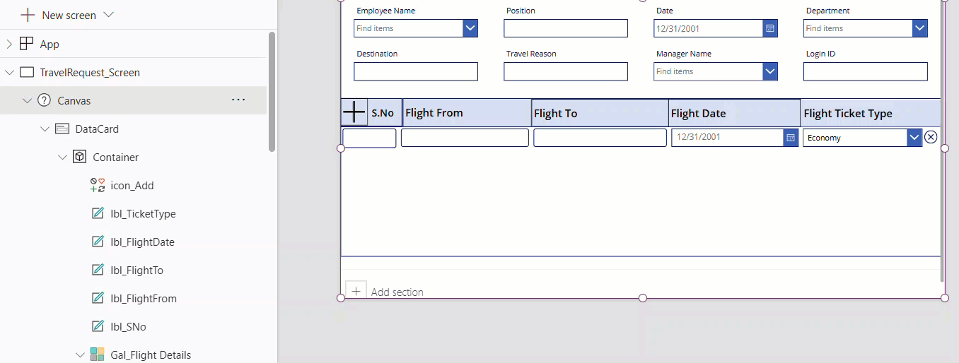 how to save repeating table data to sharepoint list using power apps