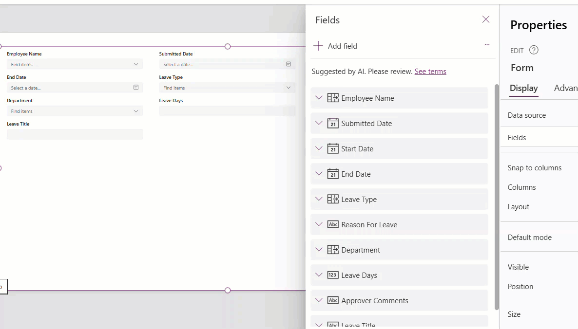 power apps modern edit form controls