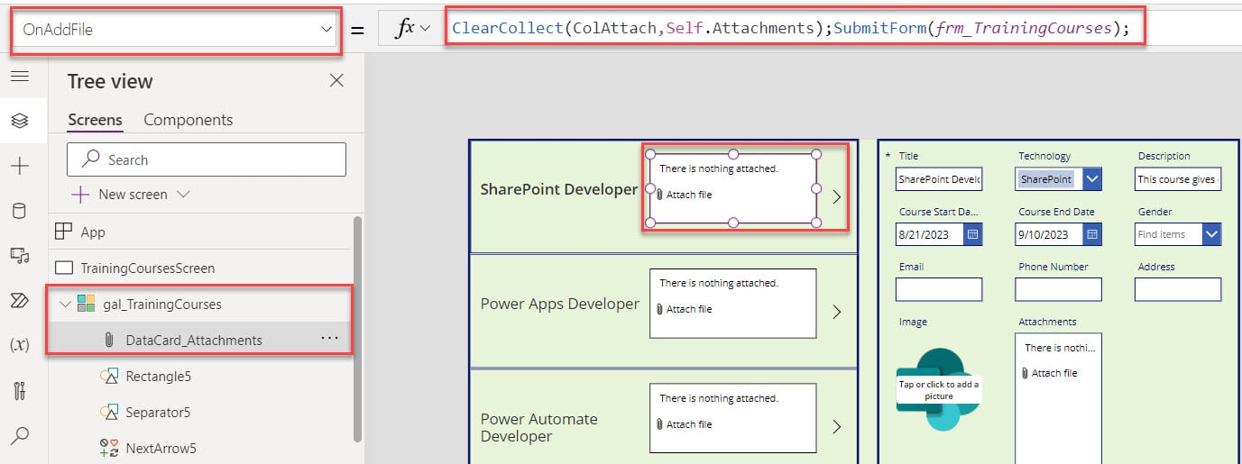 Add Attachments in Power Apps Gallery