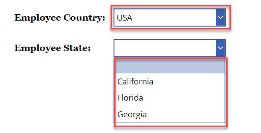 Add blank option to each cascading dropdown in PowerApps