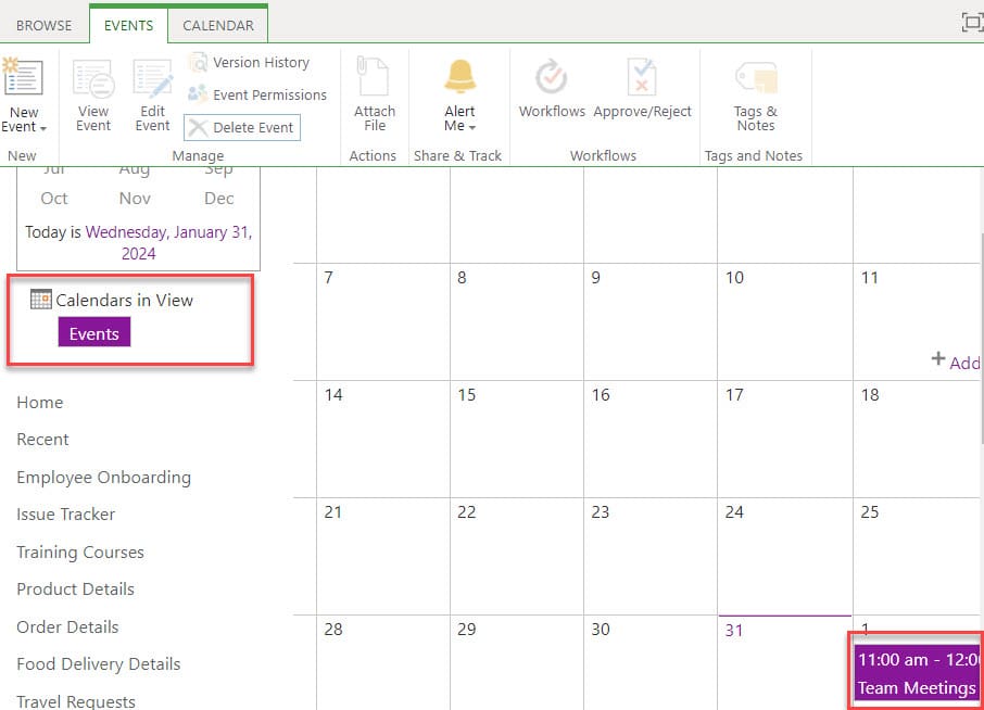 sharepoint calendar web part