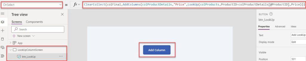 Add column from another Power Apps collection