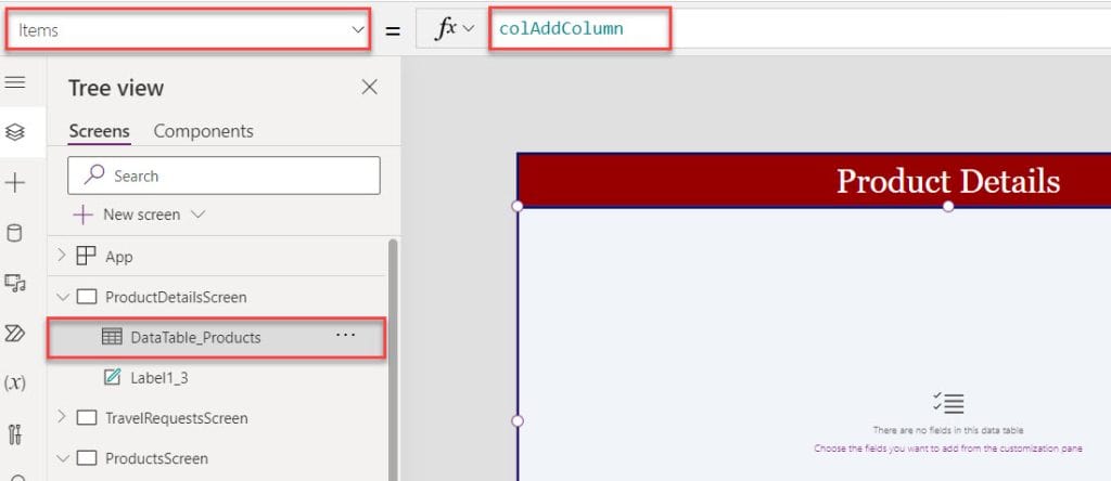 Add Column in the Power Apps Collection