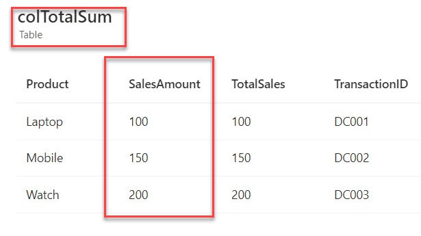 add columns collection powerapps