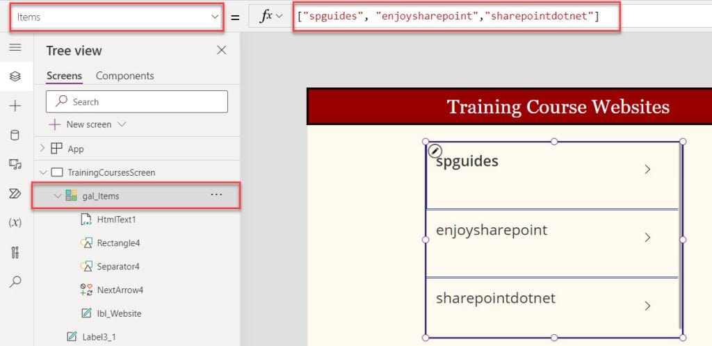 Add Hyperlink in Power Apps gallery using HTML text