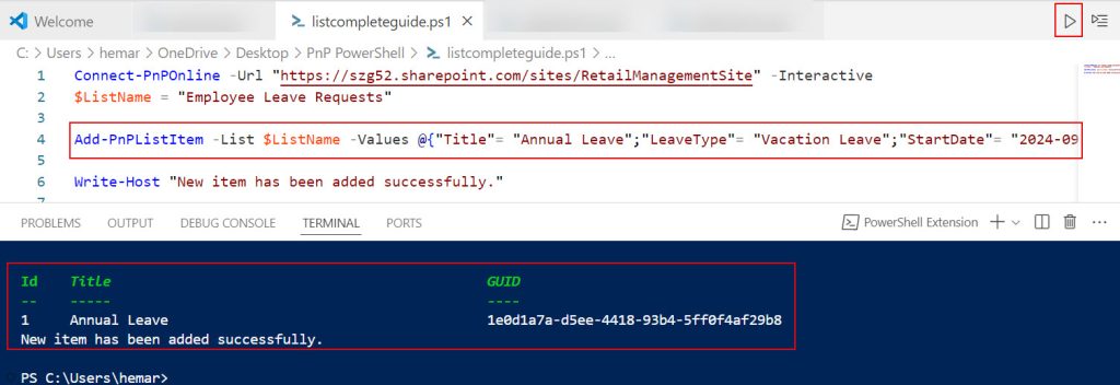 add item to sharepoint list using powershell