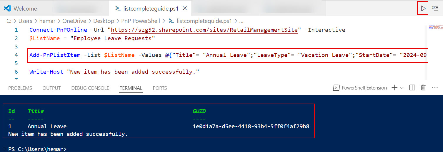 SharePoint List Items CRUD Operations Using PnP PowerShell