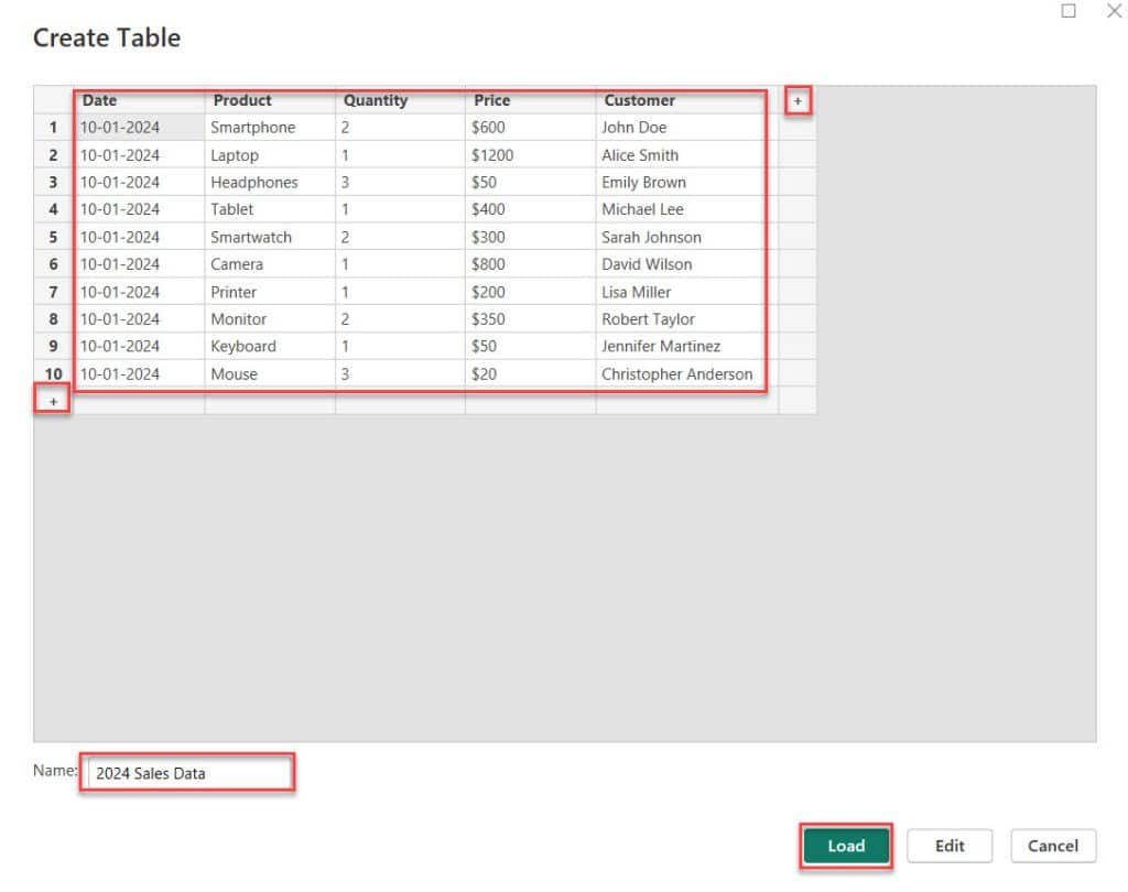 add new row to table in power bi