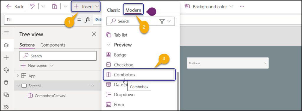 Add Power Apps Modern Combobox