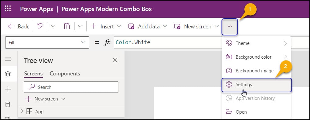 Add Power Apps Modern Combobox Control