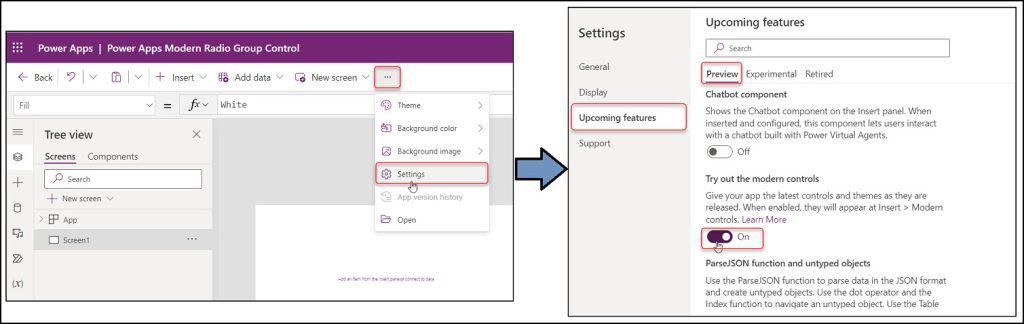 Add Power Apps Modern Radio Control