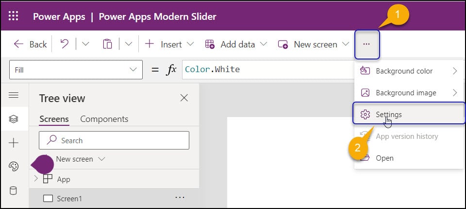 Add Power Apps Modern Slider