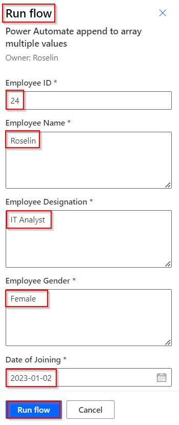 Append multiple values to an array in Power Automate example