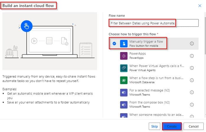 Apply Filter Between Dates using Power Automate flow