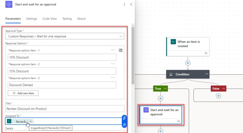 Approval workflow in Power Automate