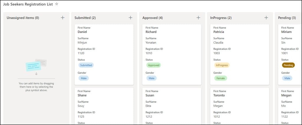 Board view in SharePoint Online