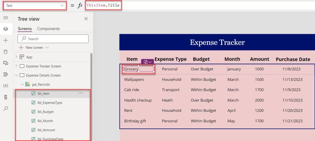 Calculate sum of the Power Apps data table column