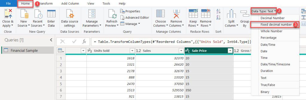 power bi change data type