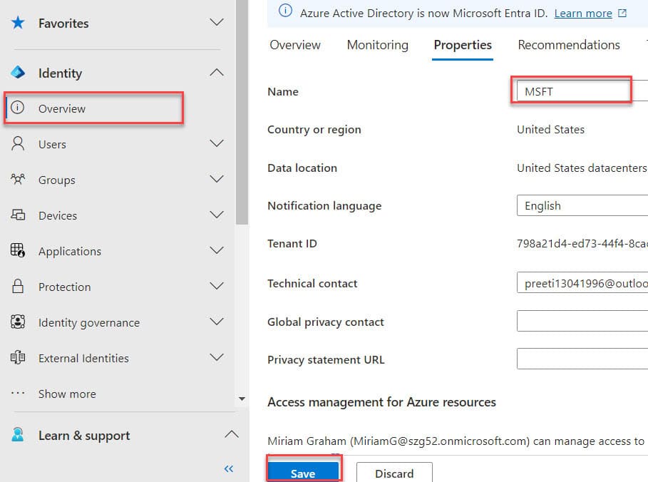 change organization name in office 365