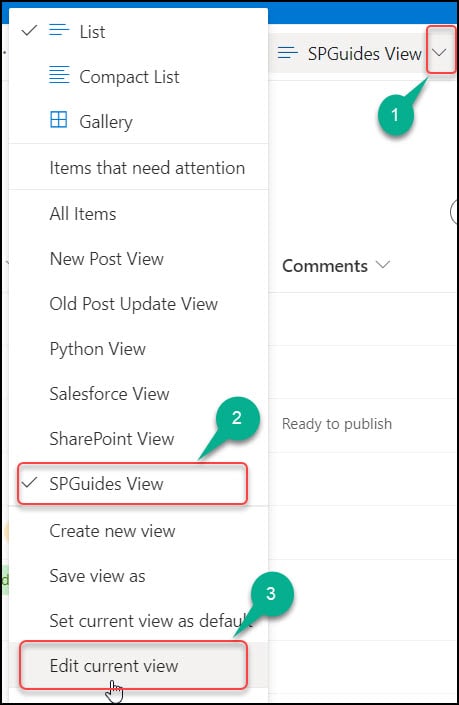 Change the default view in SharePoint List