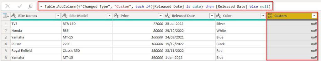 check if value is date or text in the Power BI