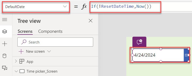 clear datepicker in power apps