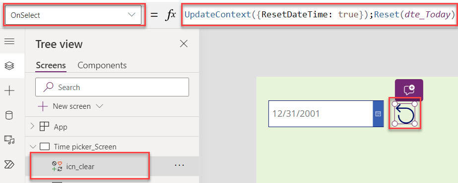 clear datepicker in powerapps