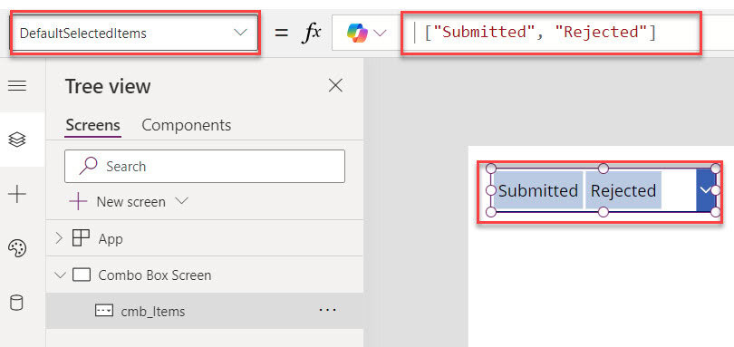 combo box powerapps