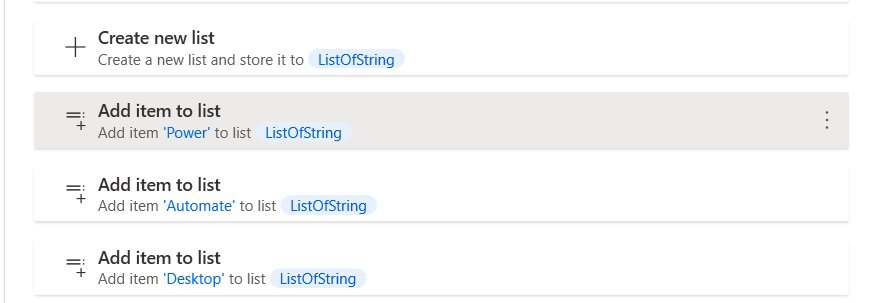  concatenate list of strings using Microsoft Power Automate Desktop