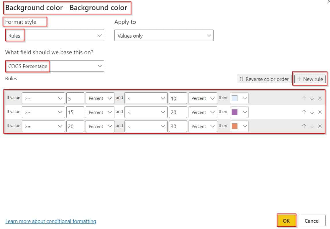 Power BI Conditional Formatting Based on Measure