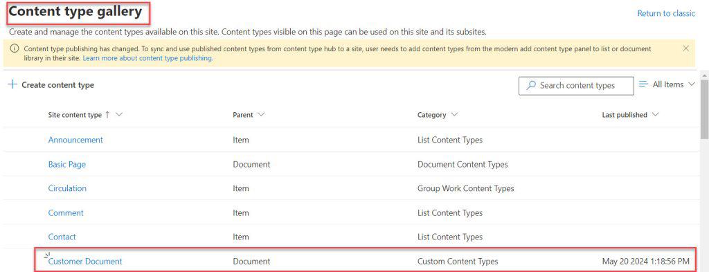 content type sharepoint