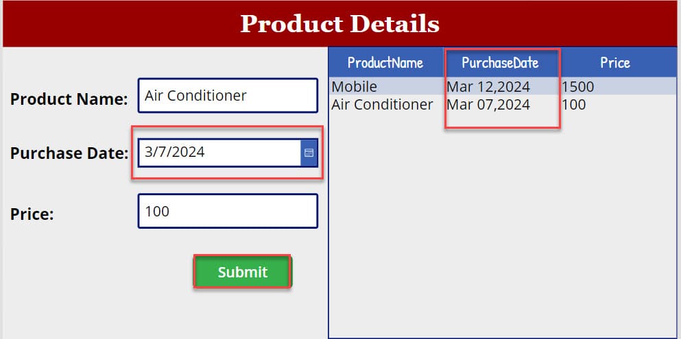 convert date to text in powerapps