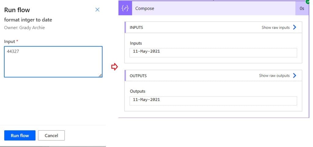 convert integer to date Microsoft Power Automate