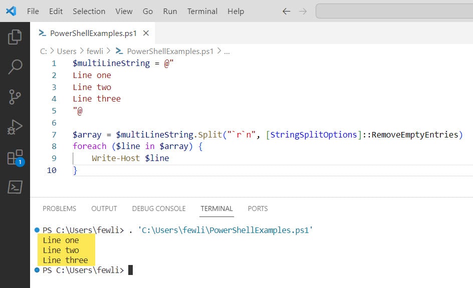 Convert Multiline String to Array in PowerShell