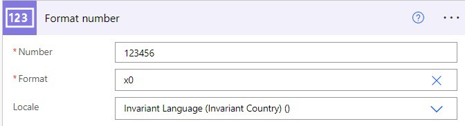 convert number to hexadecimal using Power Automate