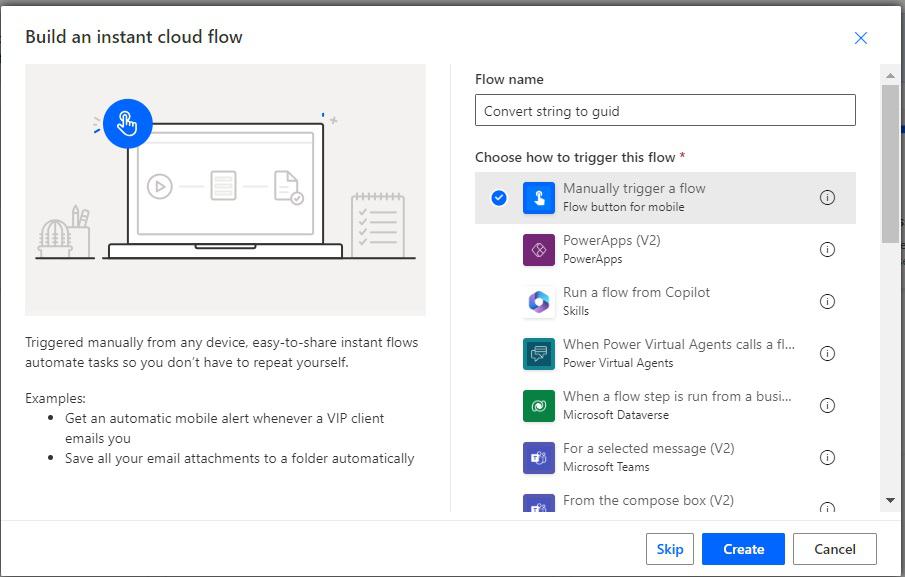 convert string to guid Microsoft Power Automate