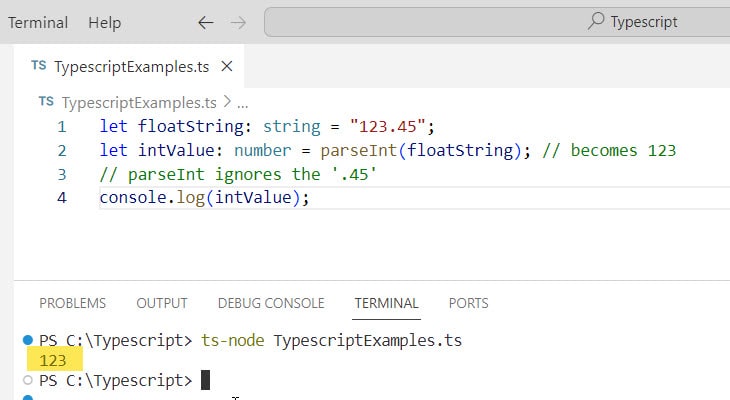 convert string to number typescript