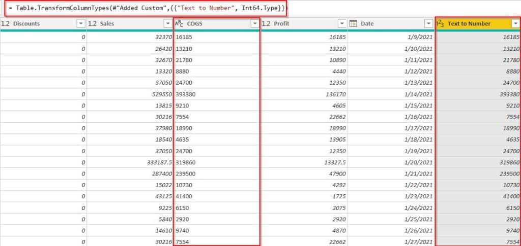 Convert Text to Number error in Power Query example