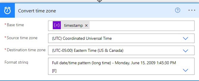 convert time zone power automate