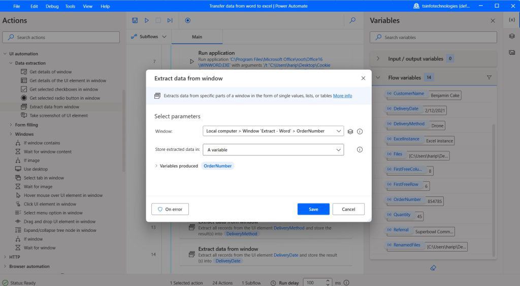 Copy data from Word doc to Excel file  using Power Automate Desktop