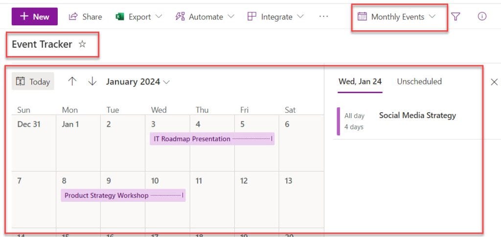 create a calendar in sharepoint