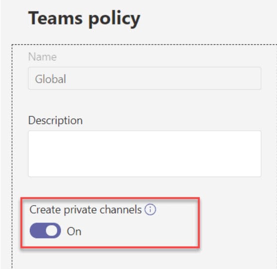 create a private channel in teams