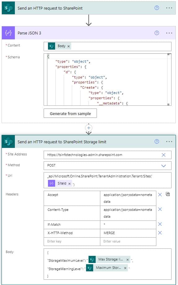 create a SharePoint site using Microsoft flow