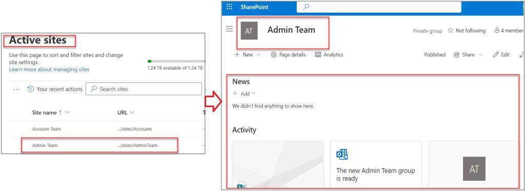 Create a SharePoint Team site