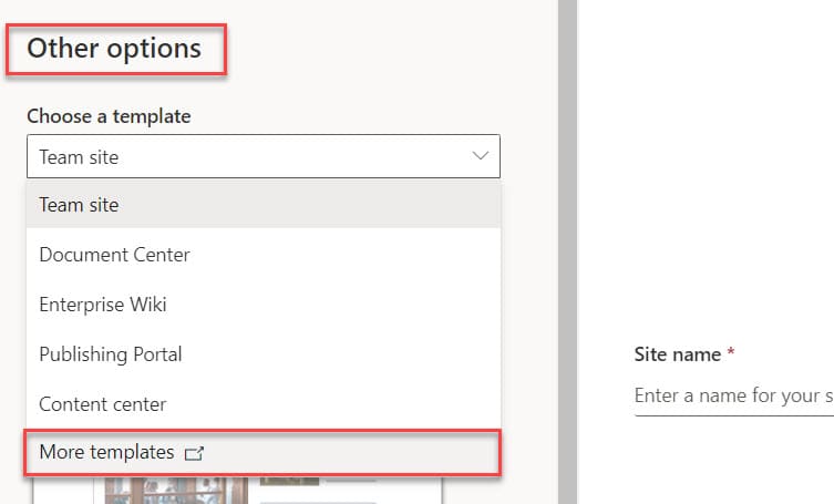 create a sharepoint team site in office 365