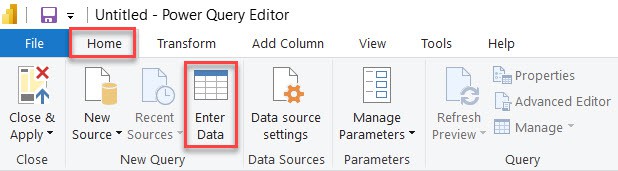 create a table in power query