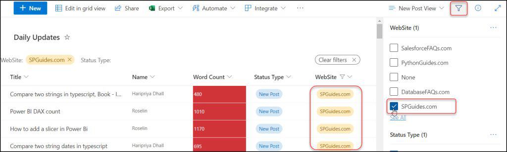 Create a view in SharePoint Online