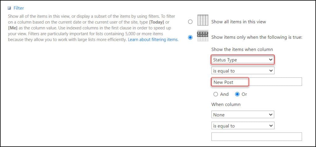 Create a view in SharePoint Online List