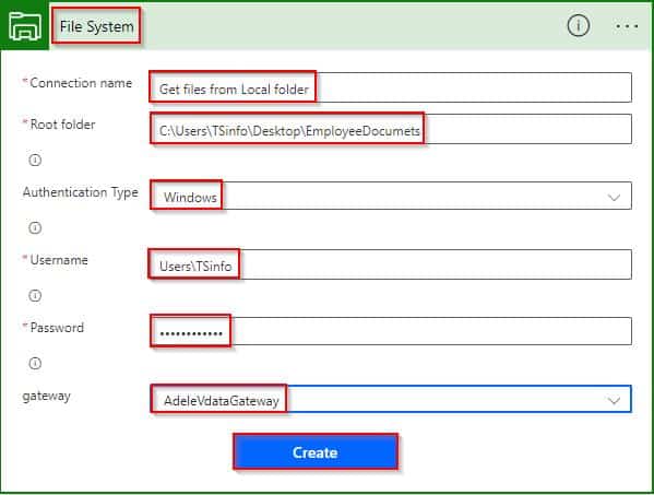 create data connection in power automate flow