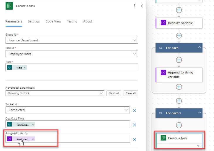 Create planner task Power Automate